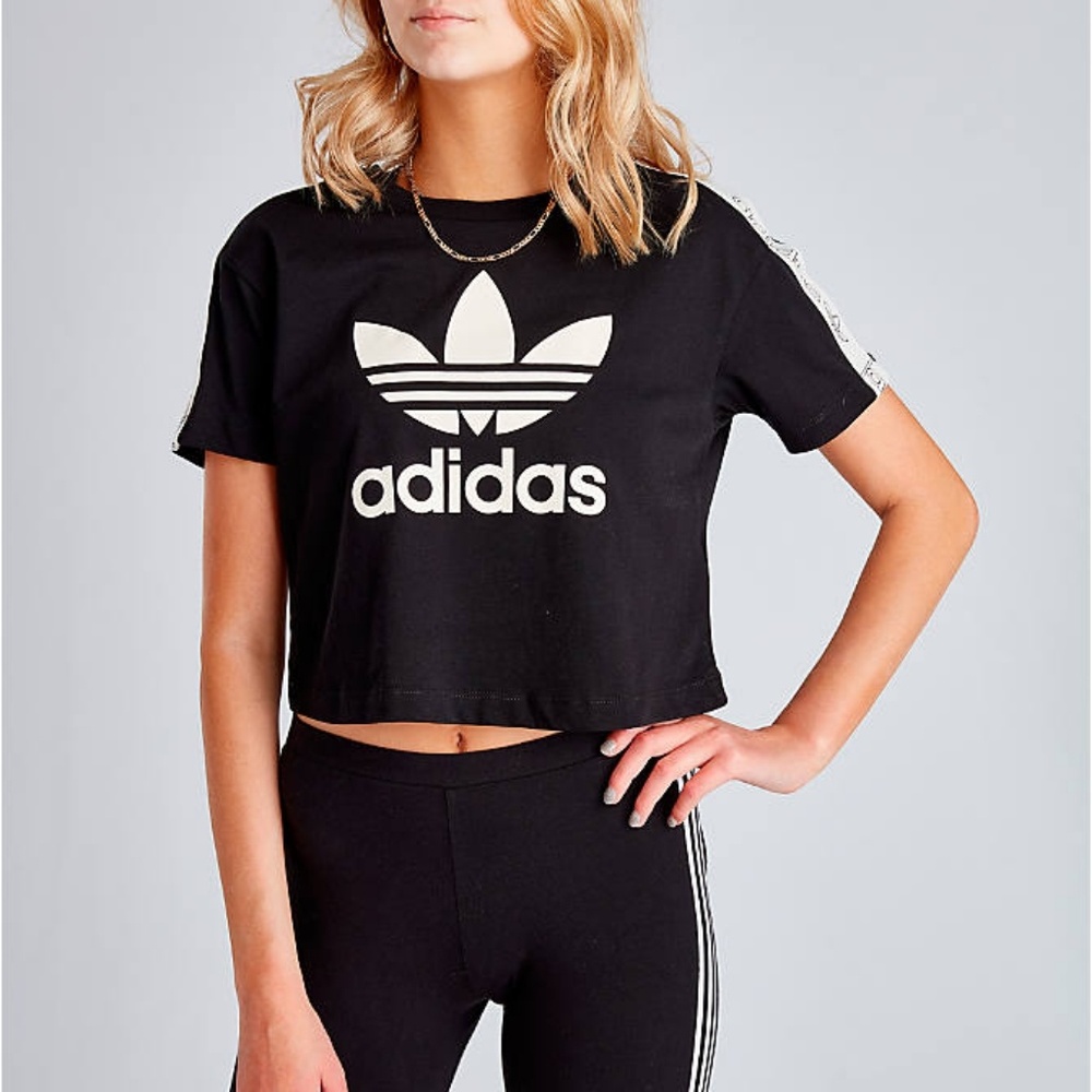 Adidas Printed-Logo Cropped Tee - Picture 3 of 8